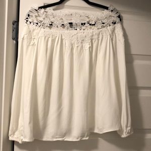 White Off the Shoulder Too with Lace Details
